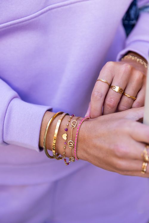 Bracelet with ball chain & pink cord | My Jewellery