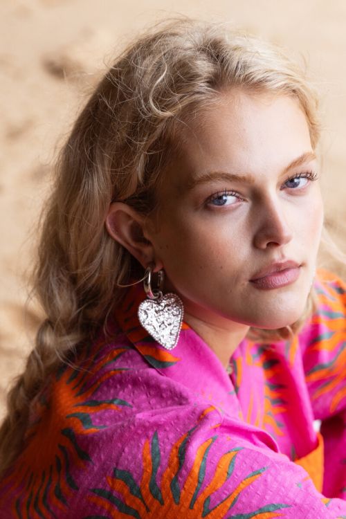 Nomads statement hoop earrings with heart