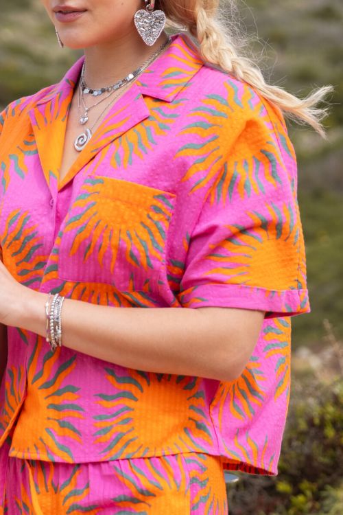 Pink blouse with sun print | My Jewellery