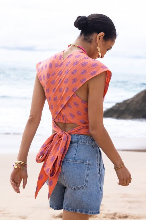 Orange multiway top with print | My Jewellery
