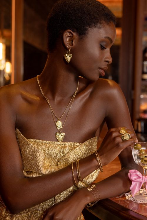 Midnight long statement necklace hearts star