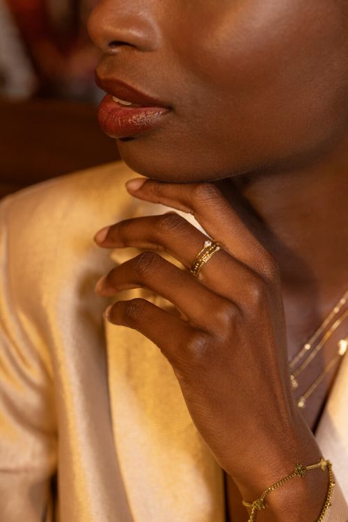 Bague Midnight avec strass et perle fantaisie