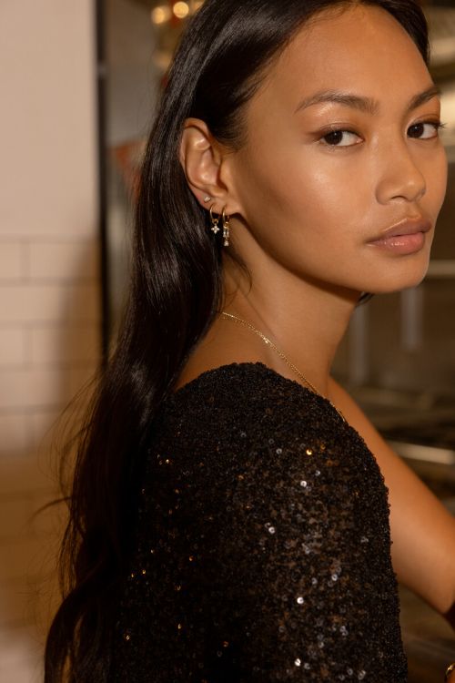Midnight mini hoop earrings pointed clover | My Jewellery
