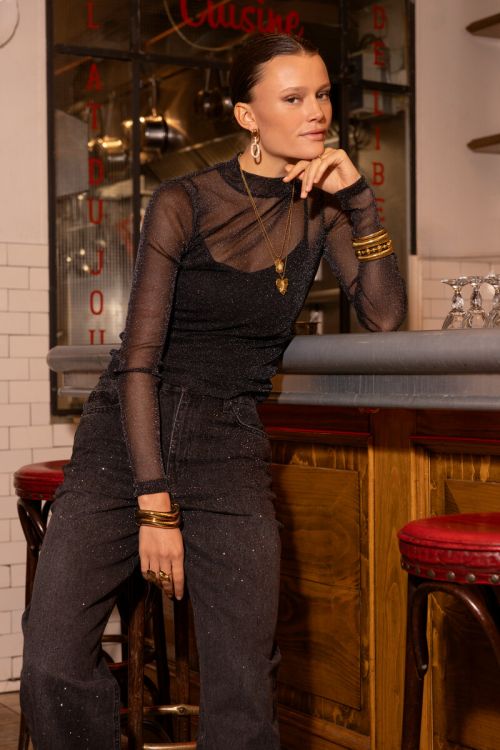 Black mesh top with glitter | My Jewellery