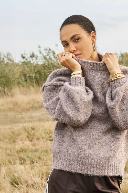 Bruin oversized gebreide trui