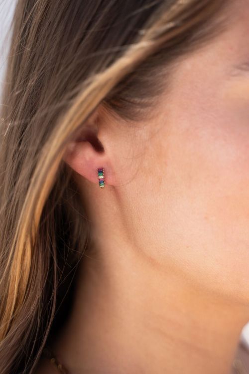 Small earrings with multi-coloured stones  | My Jewellery