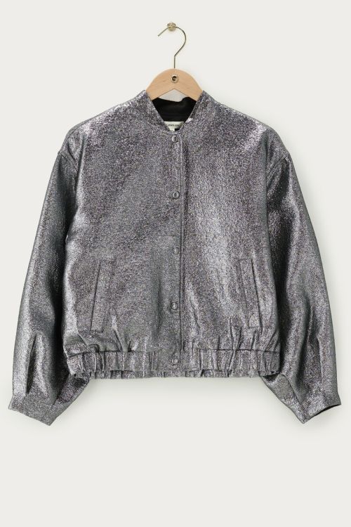 Veste bomber métallique argentée