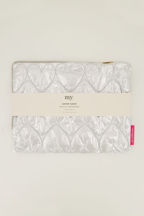 Silver laptop sleeve with hearts pattern | My Jewellery