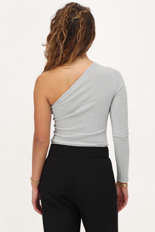 Silver one-shoulder top with lurex | My Jewellery