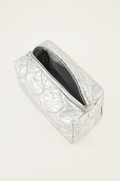Silver toiletry bag with padded hearts | My Jewellery