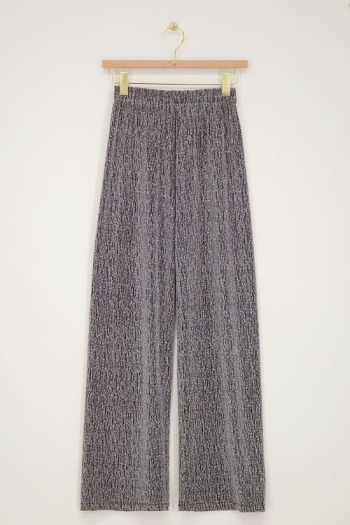 Silver coloured wide leg trousers with rhinestones