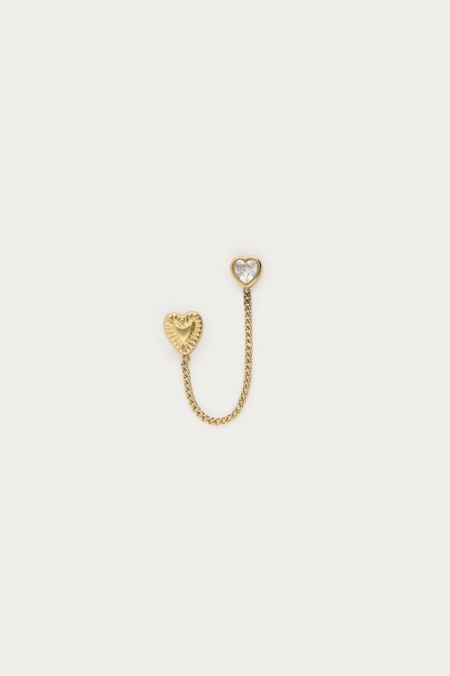 Single stud heart and rhinestone with chain | My Jewellery