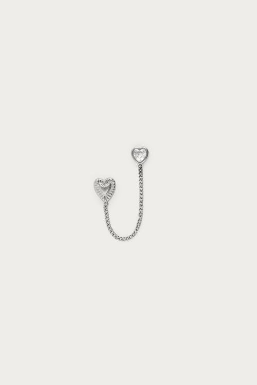 Single stud heart and rhinestone with chain | My Jewellery