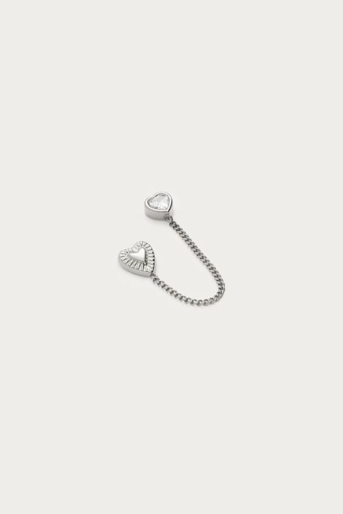 Single stud heart and rhinestone with chain | My Jewellery