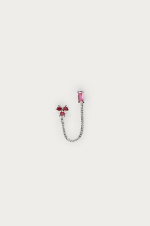 Single stud red rhinestone with chain | My Jewellery