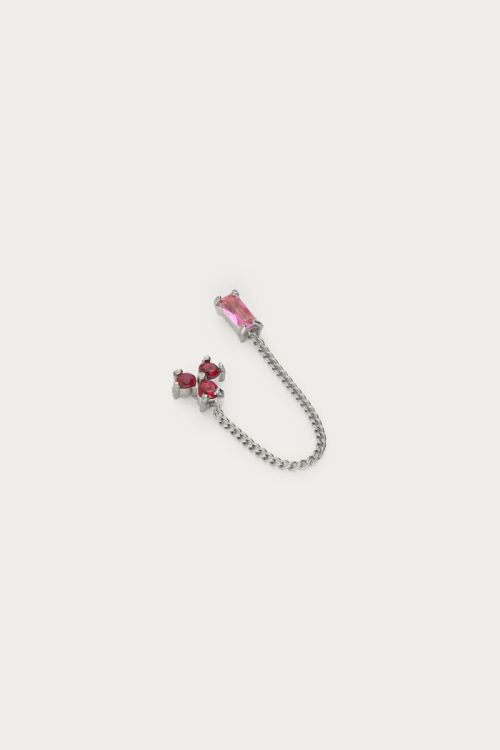 Single stud red rhinestone with chain | My Jewellery