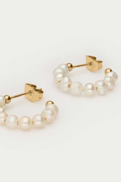 Small hoop earrings with freshwater pearls | My Jewellery