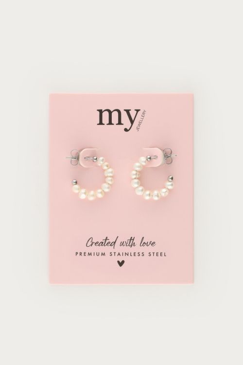 Small hoop earrings with freshwater pearls | My Jewellery