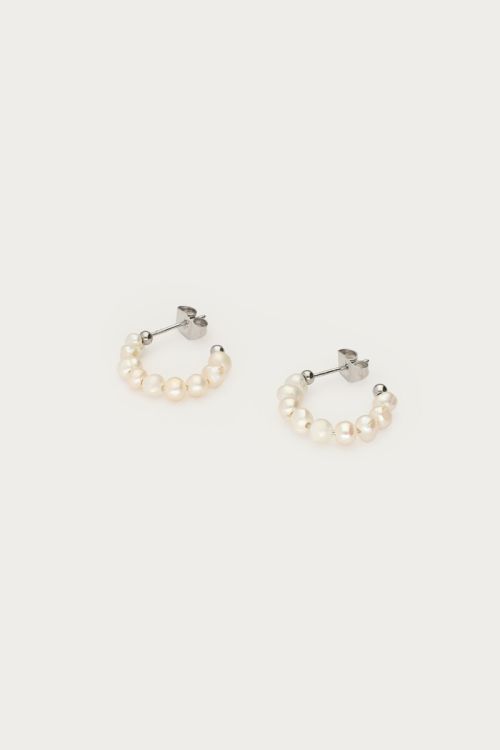Small hoop earrings with freshwater pearls | My Jewellery
