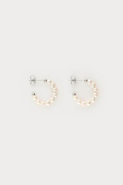 Small hoop earrings with freshwater pearls | My Jewellery