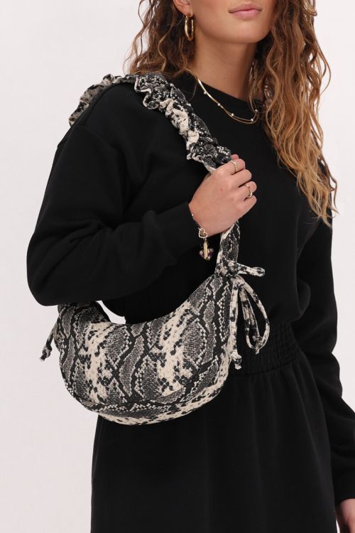 Sac à bandoulière à volants imprimé serpent