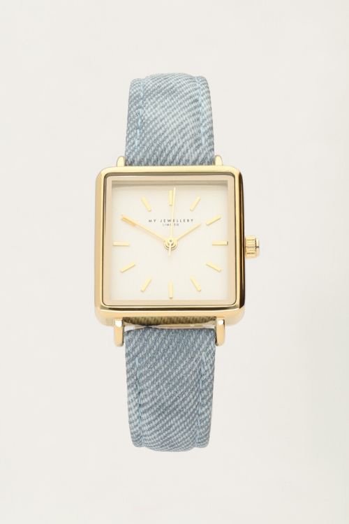 Square watch with denim strap | My Jewellery