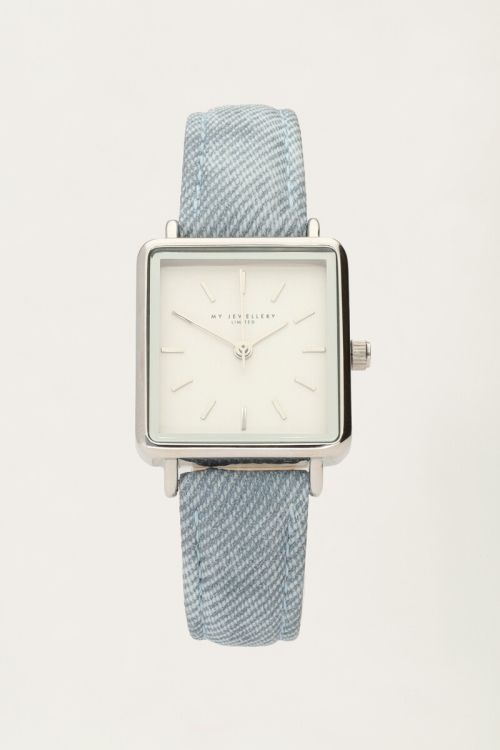 Square watch with denim strap | My Jewellery