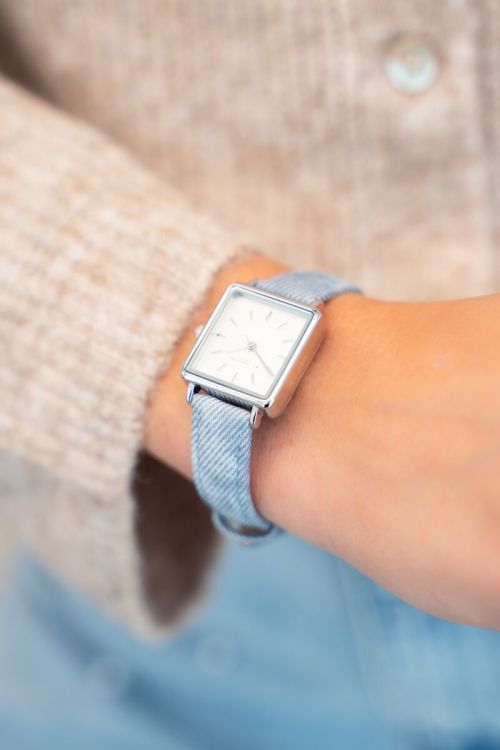 Square watch with denim strap | My Jewellery
