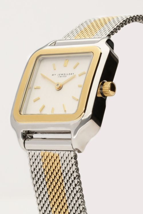 Square watch with multicoloured chain strap | My Jewellery