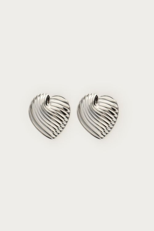 Statement earrings striped heart | My Jewellery