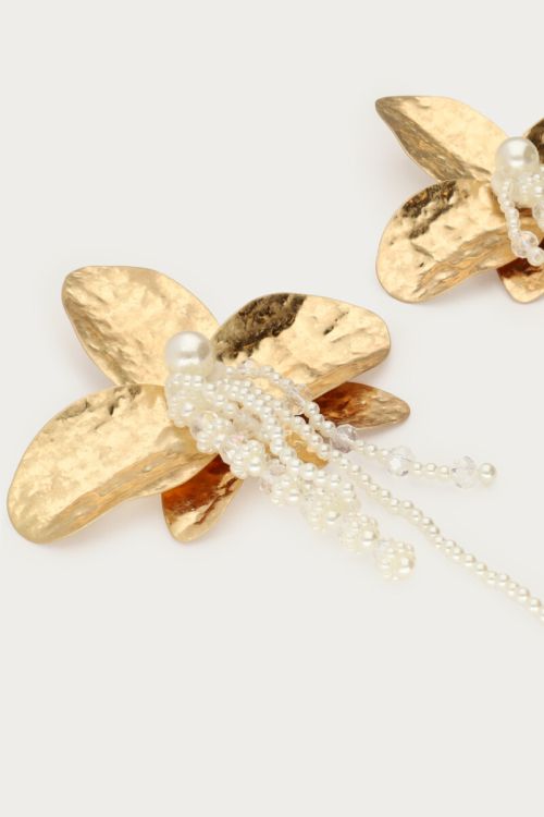 Statement earrings with flower and faux pearls | My Jewellery