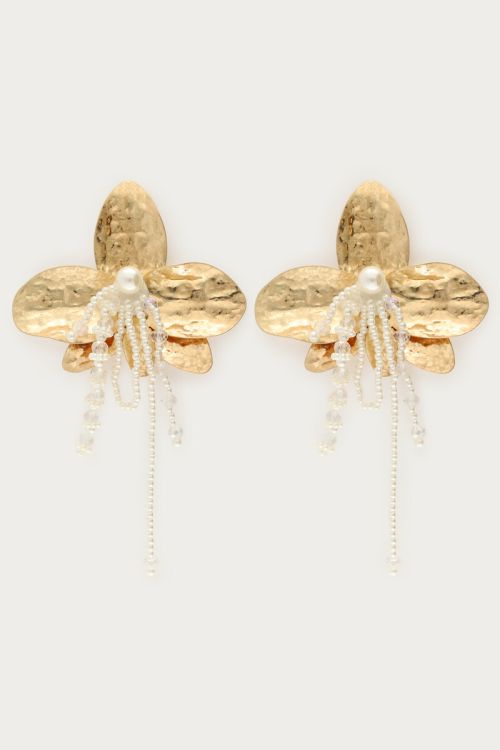 Statement earrings with flower and faux pearls | My Jewellery