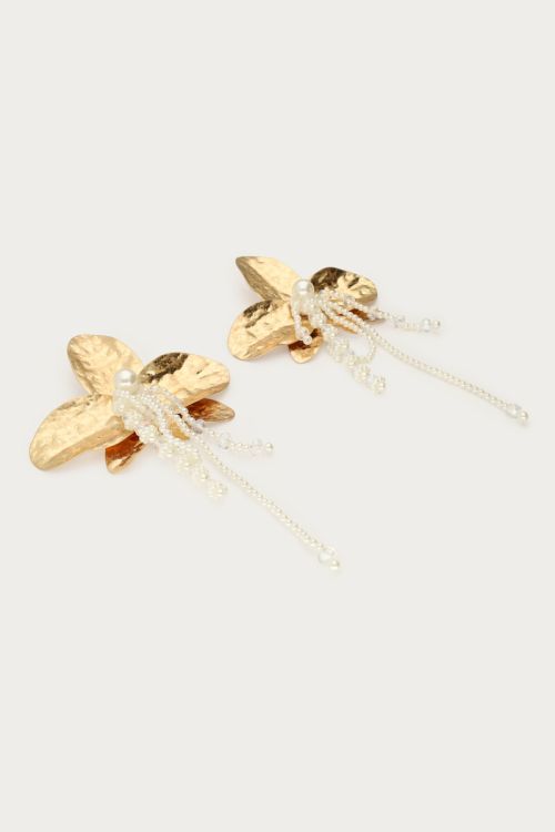 Statement earrings with flower and faux pearls | My Jewellery