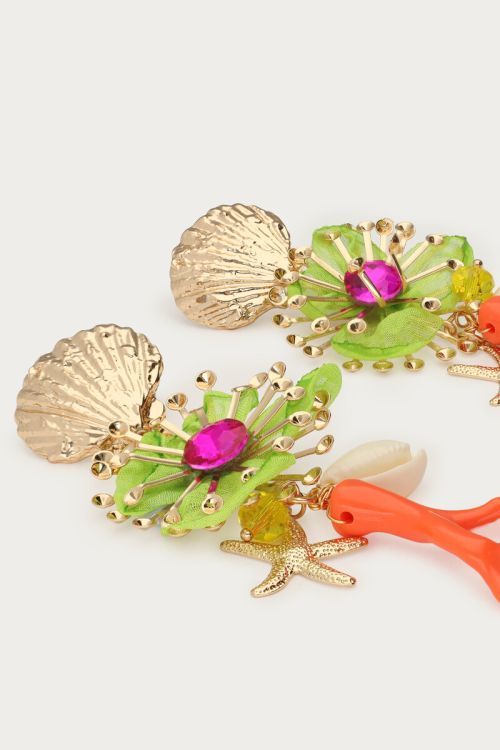Statement earrings flowers & coral details | My Jewellery