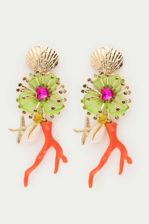  Statement earrings flowers & coral details | My Jewellery