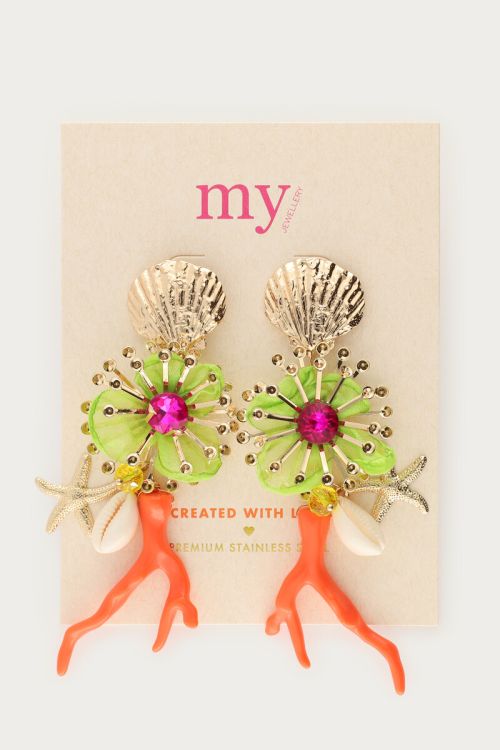 Statement earrings flowers & coral details | My Jewellery