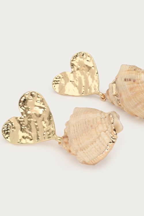 Statement earring with heart &amp; shell detail | My Jewellery