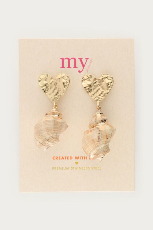 Statement earring with heart &amp; shell detail | My Jewellery