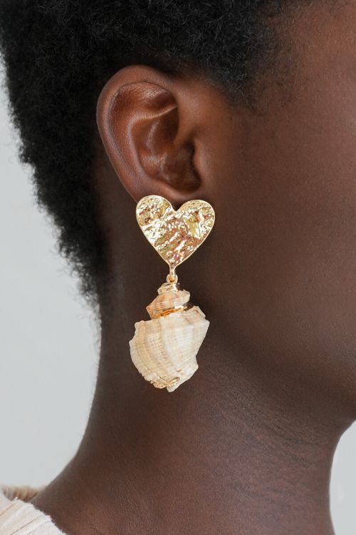 Statement earring with heart &amp; shell detail | My Jewellery