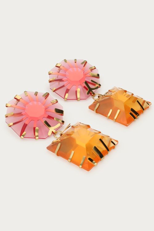 Statement earrings with pink and orange stones | My Jewellery 