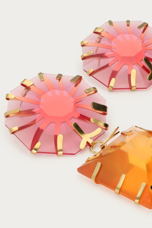 Statement earrings with pink and orange stones | My Jewellery 