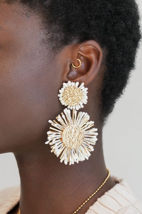 Statement drop earrings with sun flowers | My Jewellery