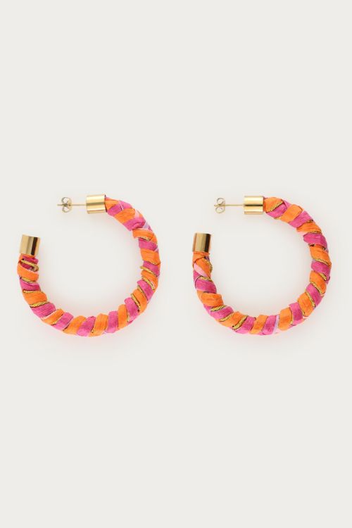 Statement hoop earrings braided orange & pink | My Jewellery