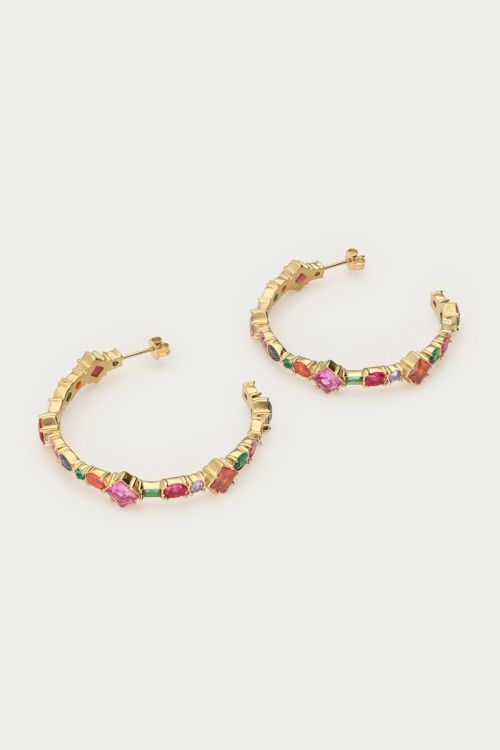 Statement hoop earrings with multicoloured stones | My Jewellery