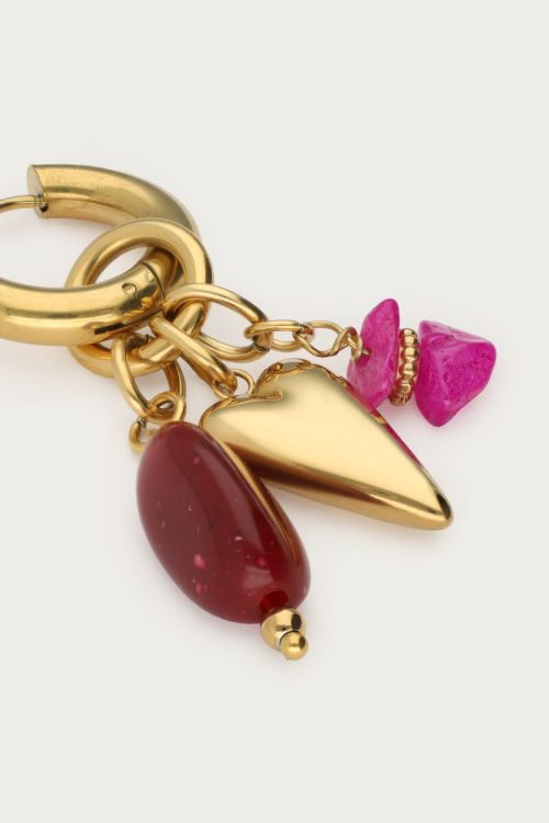 Statement hoop earrings with red pink beads | My Jewellery