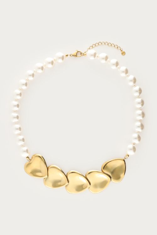 Statement necklace with faux pearls and hearts | My Jewellery