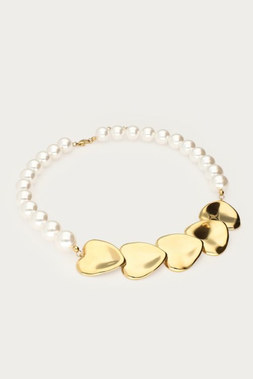 Statement necklace with faux pearls and hearts | My Jewellery