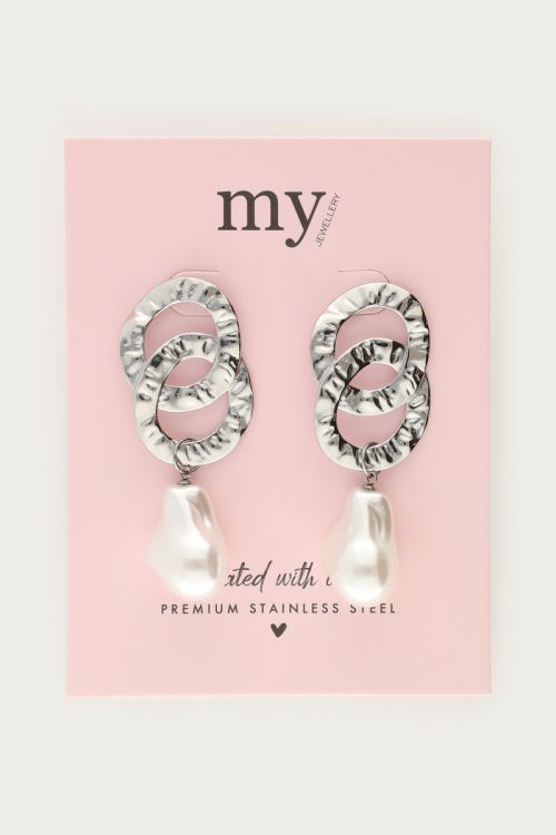 Statement oval earrings with imitation pearls | My Jewellery