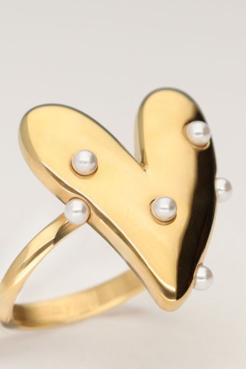 Statement ring with big heart and pearls | My Jewellery