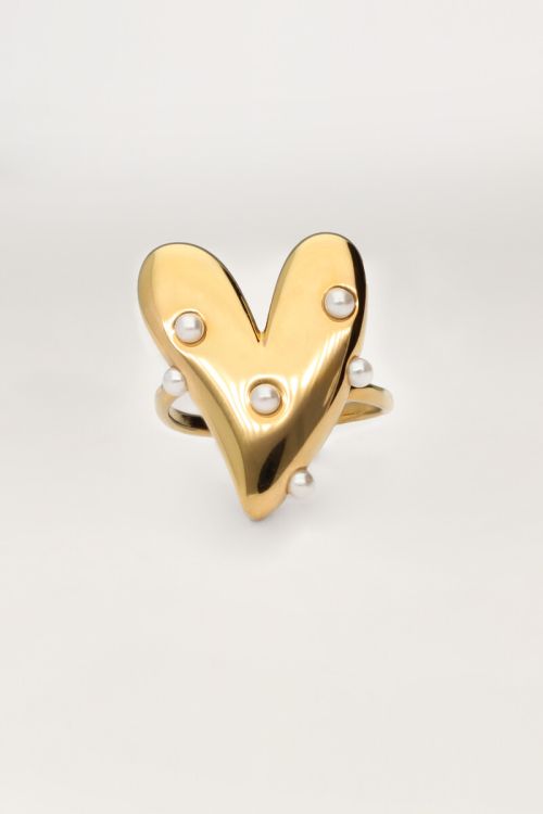 Statement ring with big heart and pearls | My Jewellery